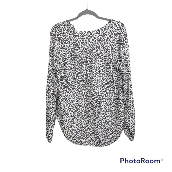 Rebecca Taylor snow leopard print long sleeve silk blouse size 8 - Picture 2 of 8